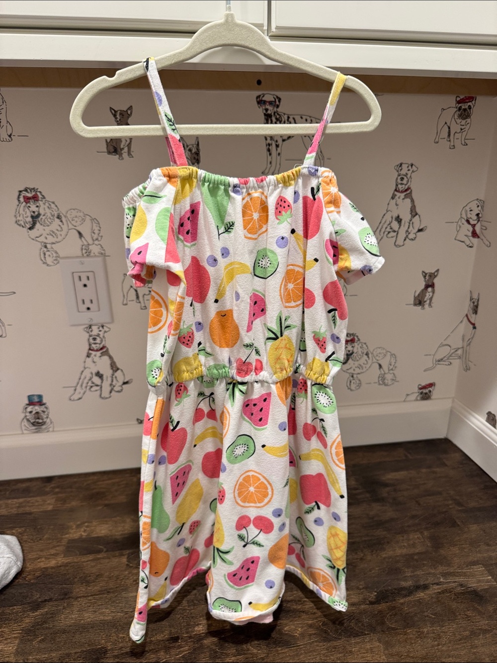 5T Childrens Place White Fruit-Print Girls Sundress with Shoulder Straps